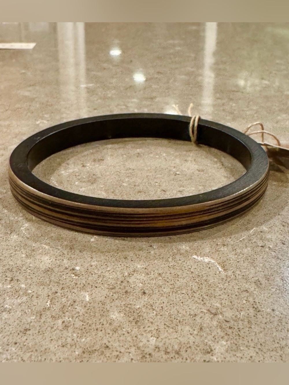 Iris Apfel Estate! Brown & Bone Laminated Bangle Bracelet Jewelry! NWT